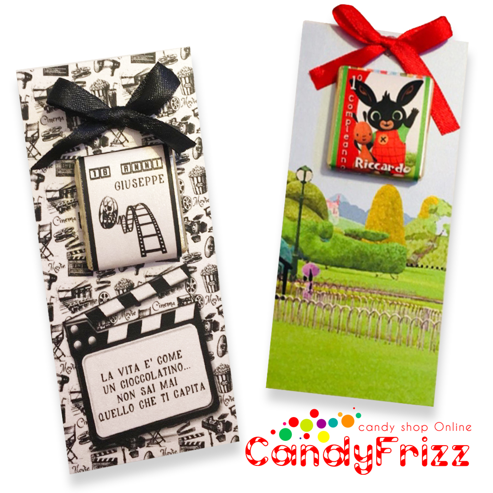 Cioccolatini personalizzabili con base in cartoncino 12 x 6 cm 15 pezzi –  CandyFrizz